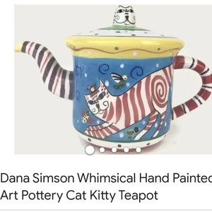 Dana Simson hand painted cat teapot used water only